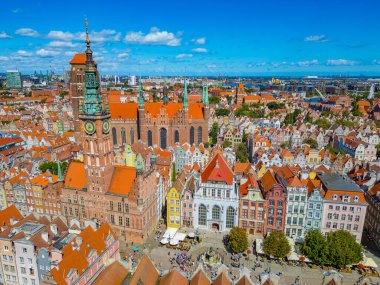 Gdansk, Poland.IMAGE şehir merkezinin hava görüntüsü