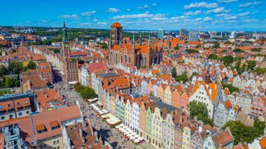 Gdansk, Poland.IMAGE şehir merkezinin hava görüntüsü