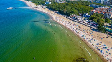 Kolobrzeg, Poland.IMAGE 'de bir plaj manzarası
