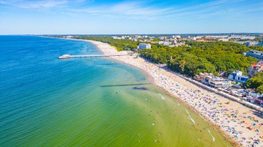Kolobrzeg, Poland.IMAGE 'de bir plaj manzarası
