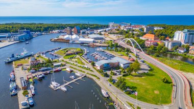 Kolobrzeg, Poland.IMAGE 'deki marina manzarası