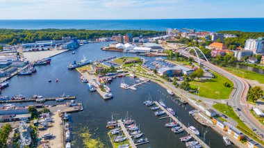 Kolobrzeg, Poland.IMAGE 'deki marina manzarası