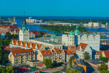 Szczecin, Poland.IMAGE şehir merkezinin panorama görüntüsü