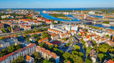 Szczecin, Poland.IMAGE şehir merkezinin panorama görüntüsü