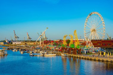 Szczecin, Poland.IMAGE 'deki lunapark manzarası