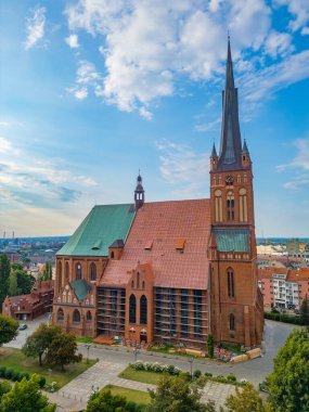 Szczecin, Poland.IMAGE 'deki Aziz James Bazilikası.