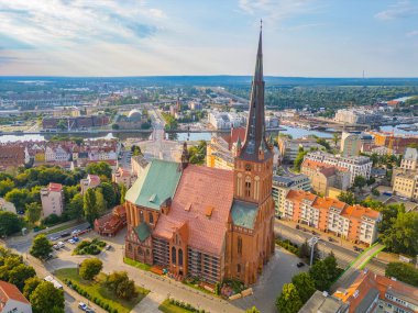 Szczecin, Poland.IMAGE 'deki Aziz James Bazilikası.