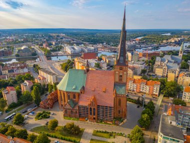 Szczecin, Poland.IMAGE 'deki Aziz James Bazilikası.