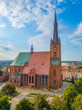 Szczecin, Poland.IMAGE 'deki Aziz James Bazilikası.