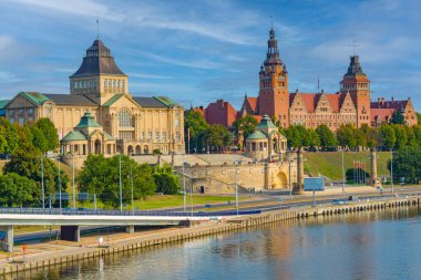 Szczecin, Poland.IMAGE 'deki Ulusal Müzenin Gündoğumu