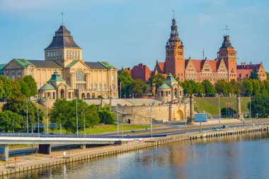 Szczecin, Poland.IMAGE 'deki Ulusal Müzenin Gündoğumu