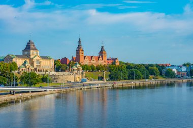 Szczecin, Poland.IMAGE 'deki Ulusal Müzenin Gündoğumu