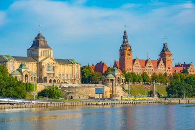 Szczecin, Poland.IMAGE 'deki Ulusal Müzenin Gündoğumu