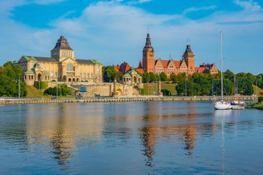 Szczecin, Poland.IMAGE 'deki Ulusal Müzenin Gündoğumu