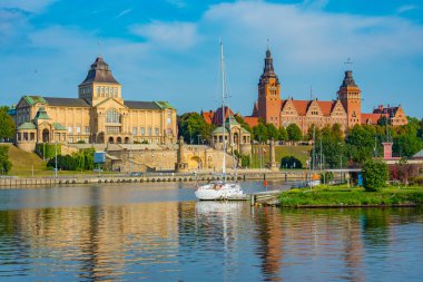 Szczecin, Poland.IMAGE 'deki Ulusal Müzenin Gündoğumu