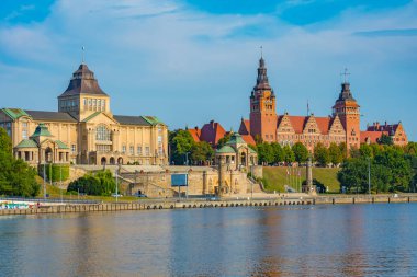 Szczecin, Poland.IMAGE 'deki Ulusal Müzenin Gündoğumu