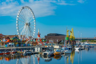 Szczecin, Poland.IMAGE 'deki lunapark manzarası