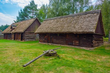 Zielona Gora, Poland.IMAGE 'deki Etnoğrafya Müzesindeki tarihi evler