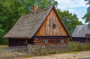 Zielona Gora, Poland.IMAGE 'deki Etnoğrafya Müzesindeki tarihi evler