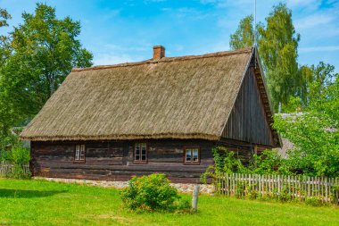 Zielona Gora, Poland.IMAGE 'deki Etnoğrafya Müzesindeki tarihi evler