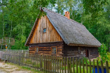 Zielona Gora, Poland.IMAGE 'deki Etnoğrafya Müzesindeki tarihi evler