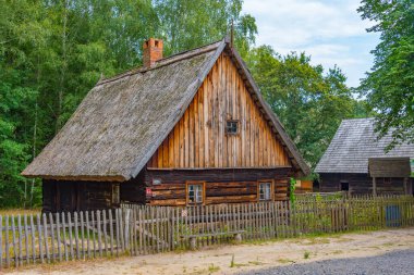Zielona Gora, Poland.IMAGE 'deki Etnoğrafya Müzesindeki tarihi evler