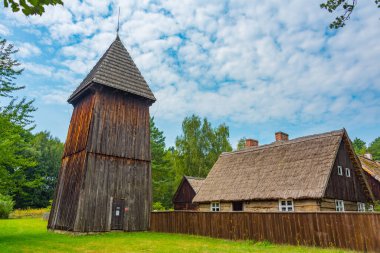 Zielona Gora, Poland.IMAGE 'deki Etnoğrafya Müzesindeki tarihi evler