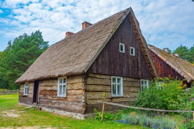 Zielona Gora, Poland.IMAGE 'deki Etnoğrafya Müzesindeki tarihi evler