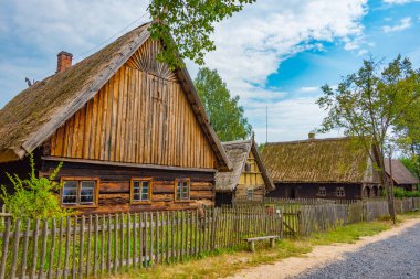 Zielona Gora, Poland.IMAGE 'deki Etnoğrafya Müzesindeki tarihi evler
