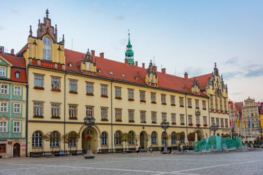 Rynek 'teki renkli evler, Wroclaw merkezindeki resim meydanı, Poland.IMAGE