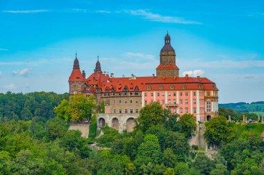 Poland.IMAGE 'deki Ksiaz kalesinin Panorama manzarası