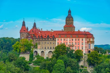 Poland.IMAGE 'deki Ksiaz kalesinin Panorama manzarası