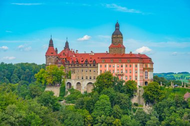 Poland.IMAGE 'deki Ksiaz kalesinin Panorama manzarası