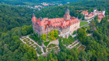 Poland.IMAGE 'deki Ksiaz kalesinin Panorama manzarası