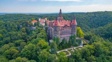 Poland.IMAGE 'deki Ksiaz kalesinin Panorama manzarası