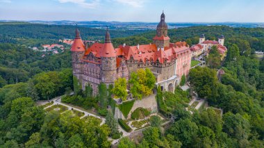 Poland.IMAGE 'deki Ksiaz kalesinin Panorama manzarası