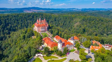 Poland.IMAGE 'deki Ksiaz kalesinin Panorama manzarası