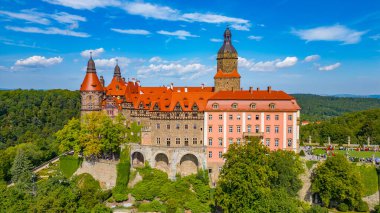 Poland.IMAGE 'deki Ksiaz kalesinin Panorama manzarası