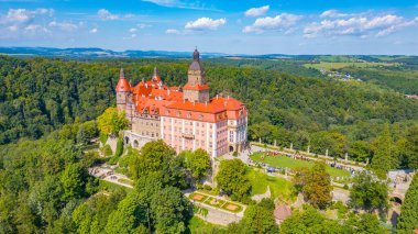 Poland.IMAGE 'deki Ksiaz kalesinin Panorama manzarası