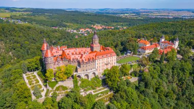 Poland.IMAGE 'deki Ksiaz kalesinin Panorama manzarası