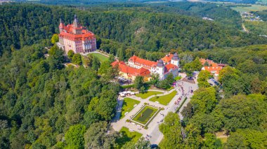 Poland.IMAGE 'deki Ksiaz kalesinin Panorama manzarası
