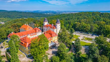 Poland.IMAGE 'deki Ksiaz kalesinin Panorama manzarası