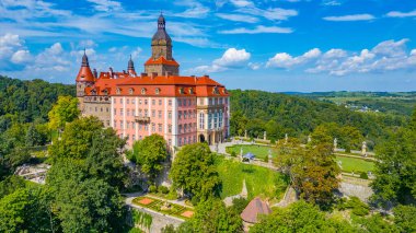 Poland.IMAGE 'deki Ksiaz kalesinin Panorama manzarası