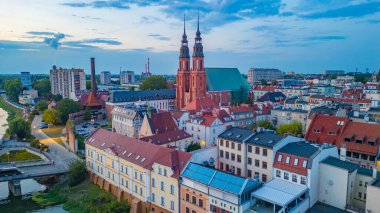 Opole, Poland.IMAGE 'deki katedralin panorama görüntüsü