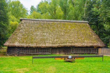Katowice, Poland.IMAGE 'deki Yukarı Silezya Etnografik Parkı' ndaki tarihi binalar