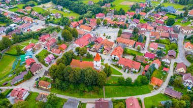 Poland.IMAGE 'deki Lipnica Murowana köyünün panorama manzarası