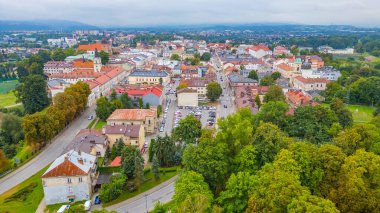 Poland.IMAGE 'deki eski Nowy Sacz kasabasının panorama manzarası
