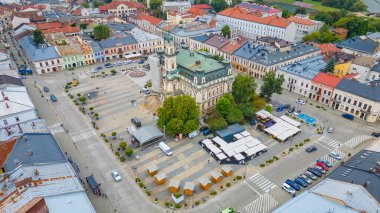 Poland.IMAGE 'deki eski Nowy Sacz kasabasının panorama manzarası