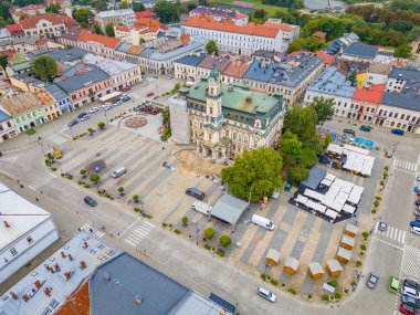 Poland.IMAGE 'deki eski Nowy Sacz kasabasının panorama manzarası