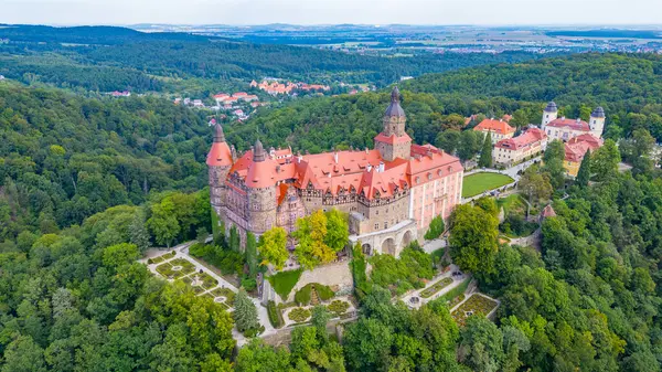 Poland.IMAGE 'deki Ksiaz kalesinin Panorama manzarası